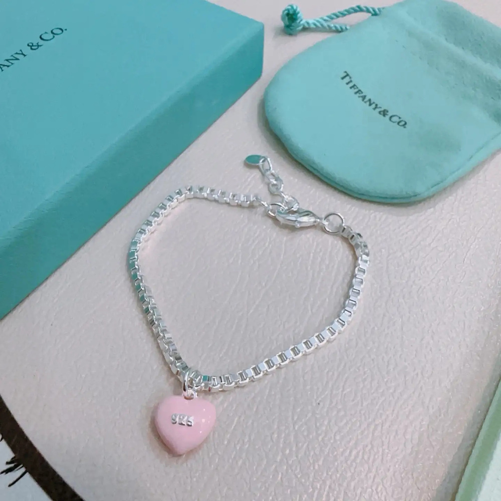 Tiffany & Co. Fine Pink Heart Silver Bracelet - Picture 3 of 5
